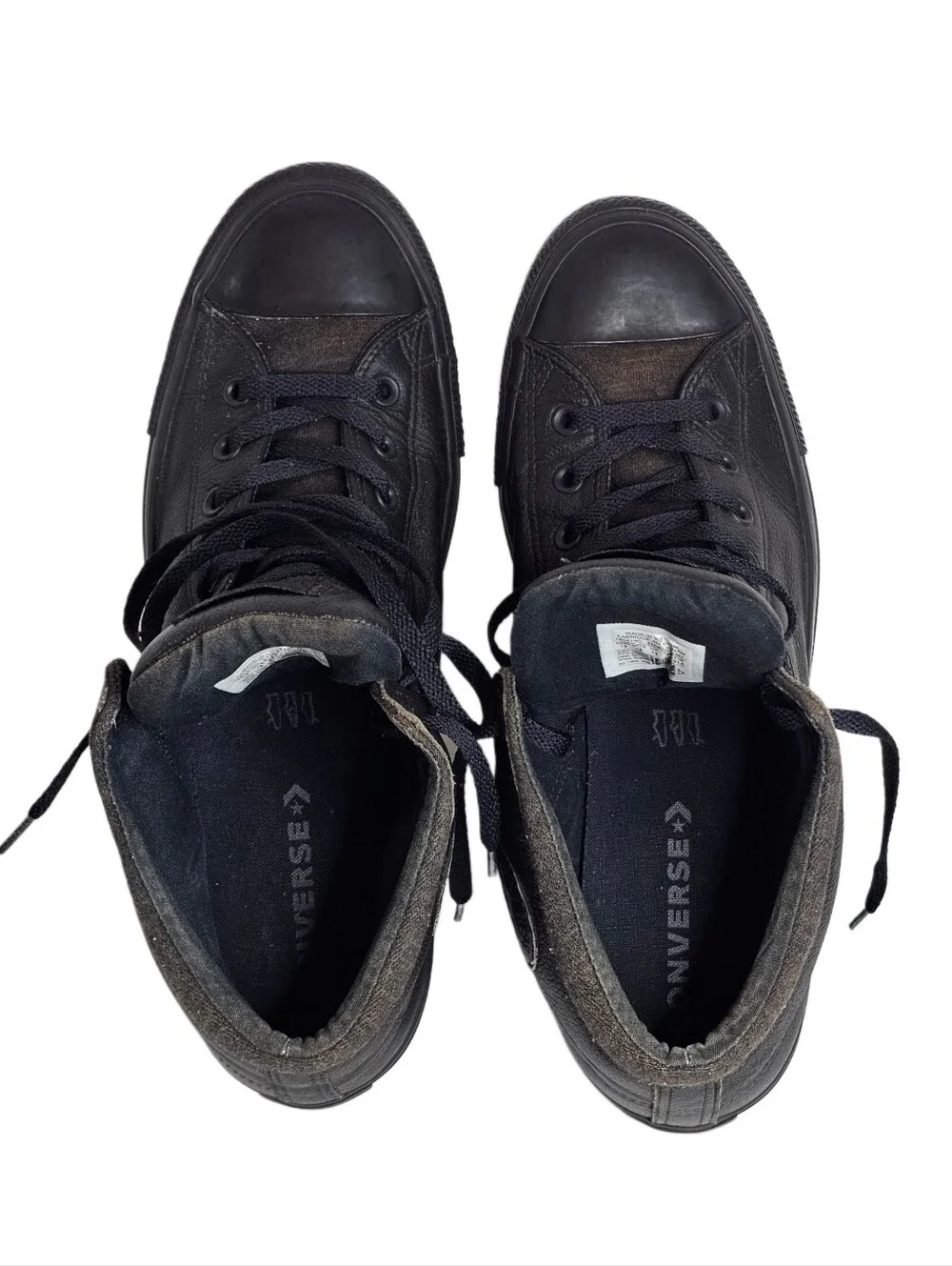 ​Converse CTAS High Street Leather Triple Black 161473C Mid Top Sneakers Men 13